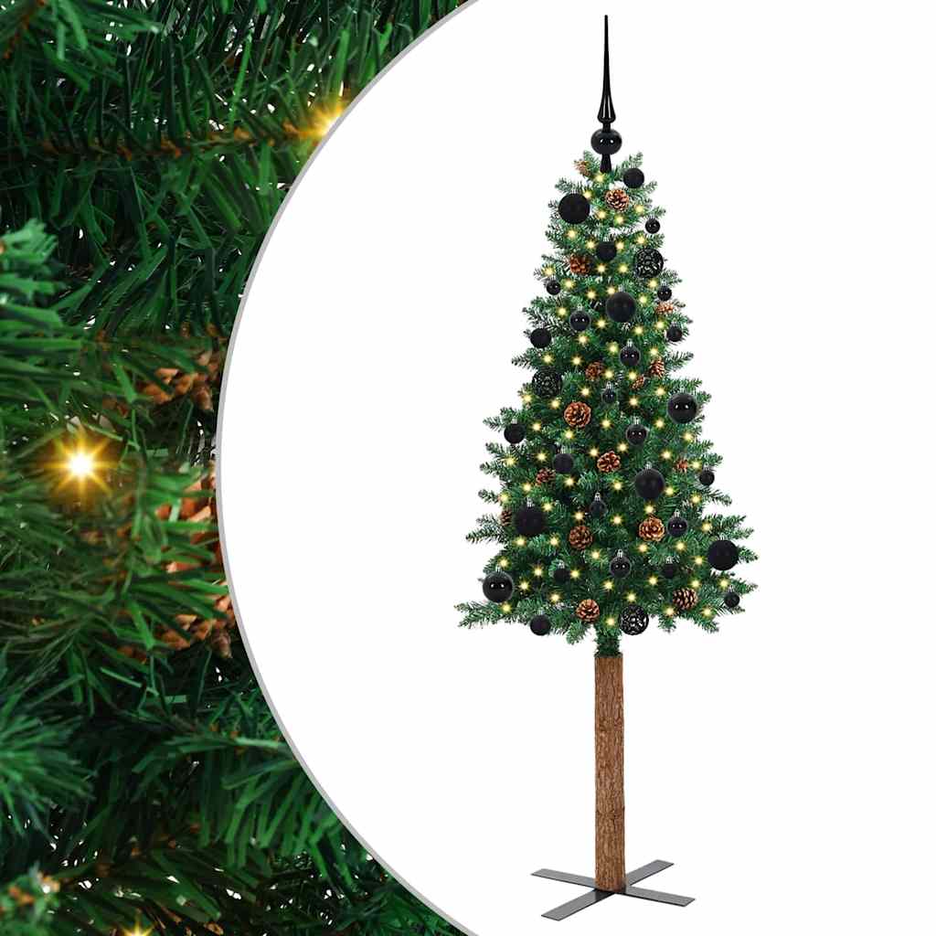 Sapin de Noël mince Vert 150 cm PVC et bois de pin massif - XIOS