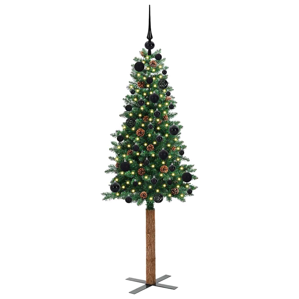Sapin de Noël mince Vert 150 cm PVC et bois de pin massif - XIOS