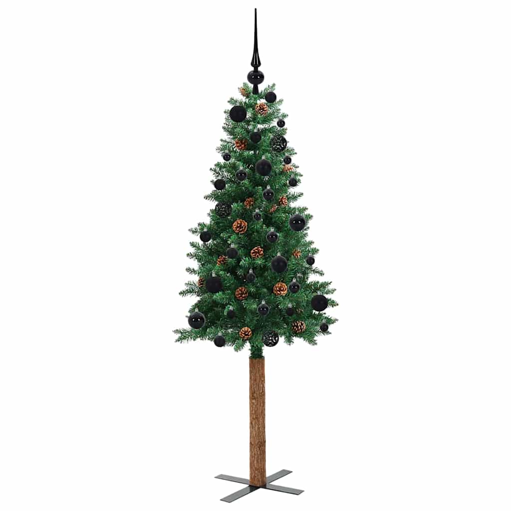 Sapin de Noël mince Vert 150 cm PVC et bois de pin massif - XIOS