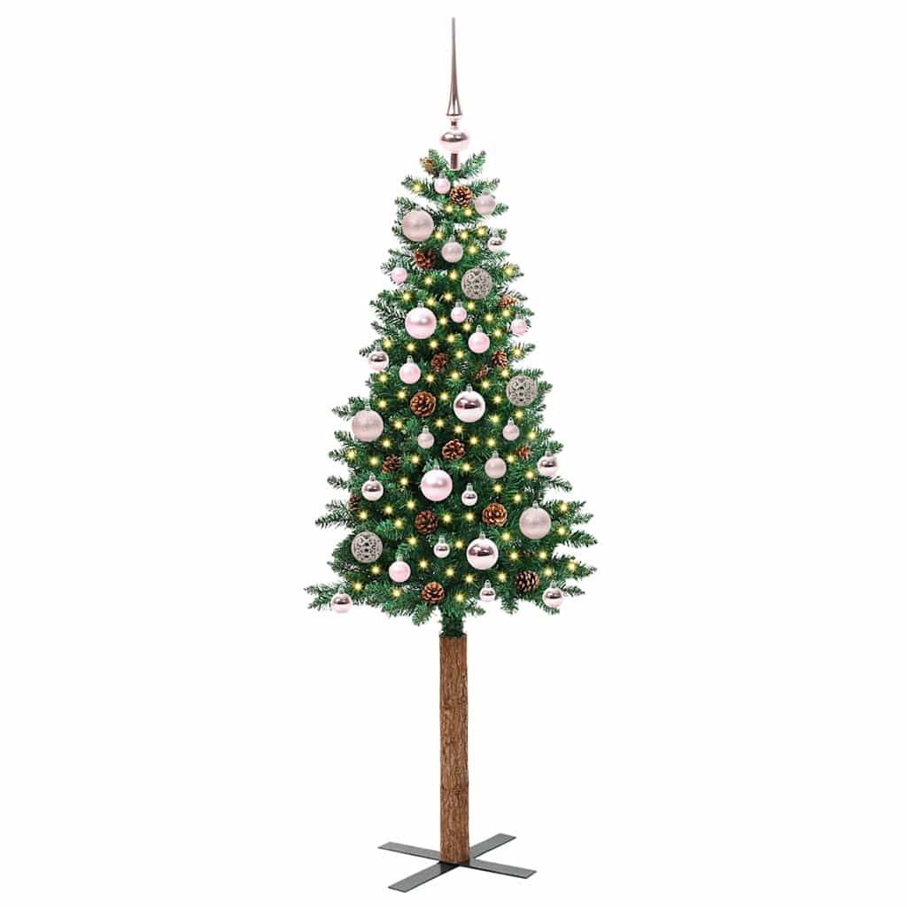 Sapin de Noël mince Vert 150 cm PVC et bois de pin massif - XIOS