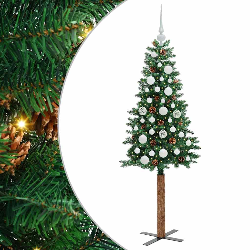 Sapin de Noël mince Vert 150 cm PVC et bois de pin massif - XIOS