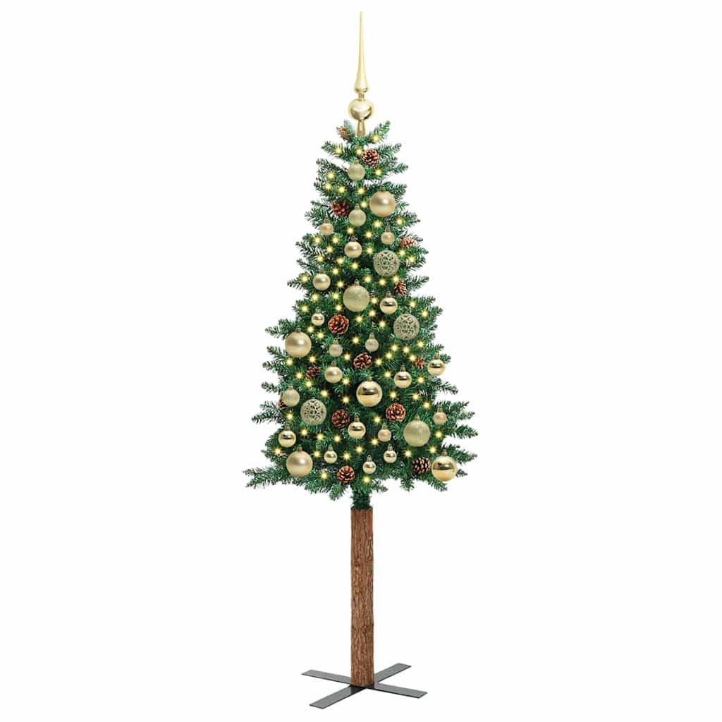 Sapin de Noël mince Vert 150 cm PVC et bois de pin massif - XIOS