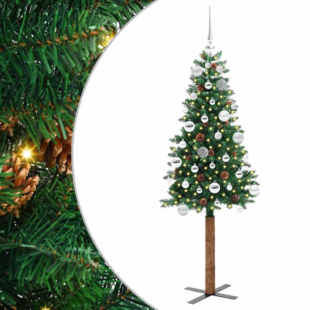 Sapin de Noël mince Vert 150 cm PVC et bois de pin massif - XIOS