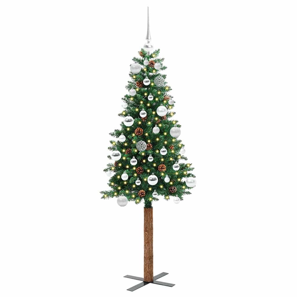 Sapin de Noël mince Vert 150 cm PVC et bois de pin massif - XIOS