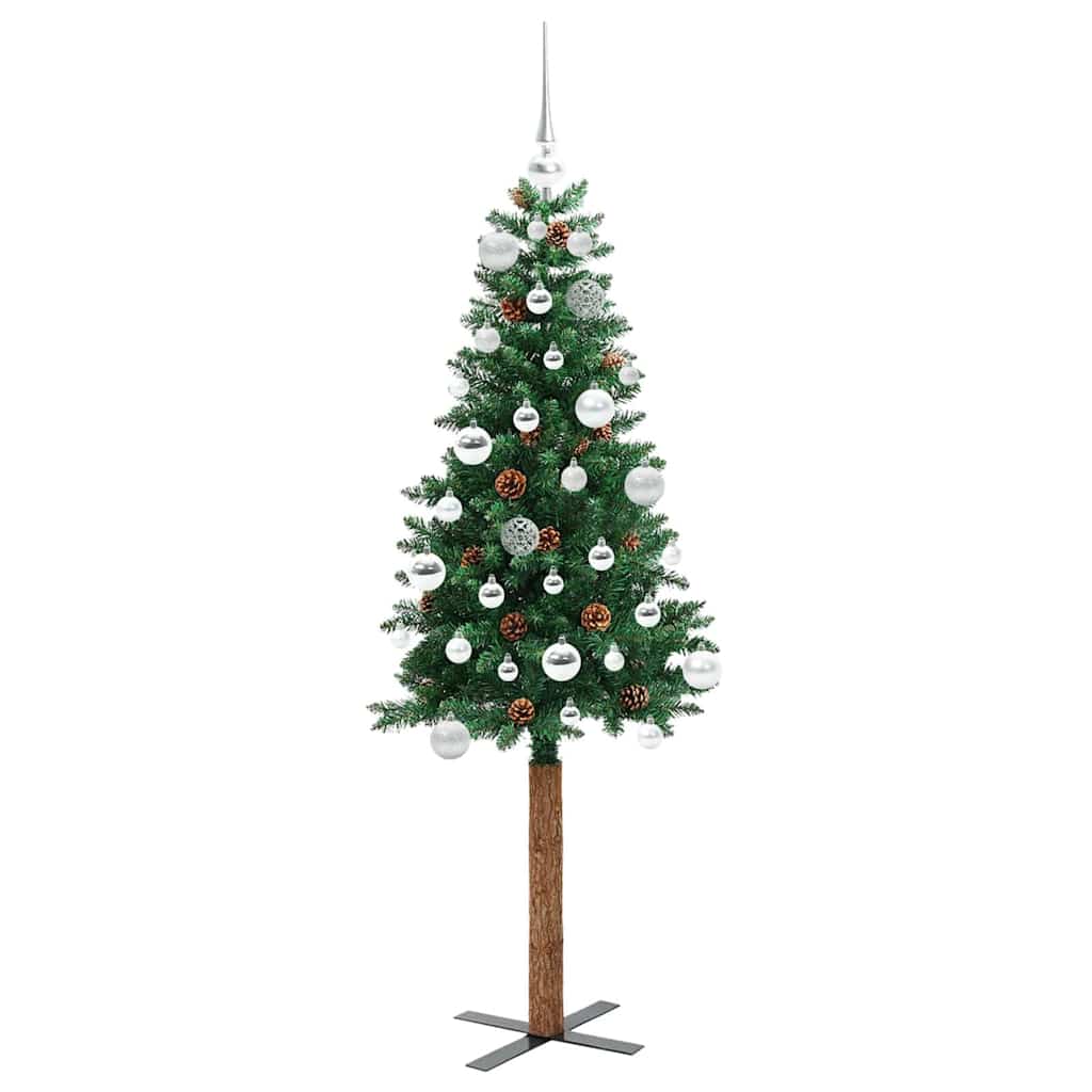 Sapin de Noël mince Vert 150 cm PVC et bois de pin massif - XIOS