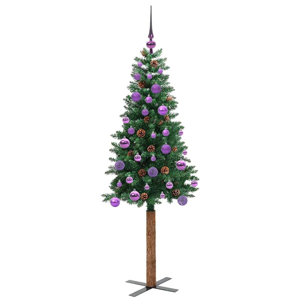 Sapin de Noël mince Vert 150 cm PVC et bois de pin massif - XIOS