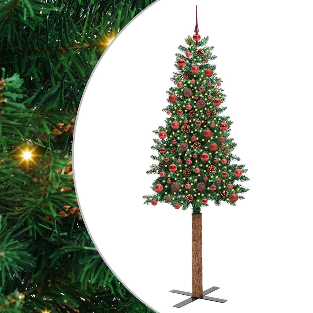 Sapin de Noël mince Vert 180 cm PVC et bois de pin massif - XIOS