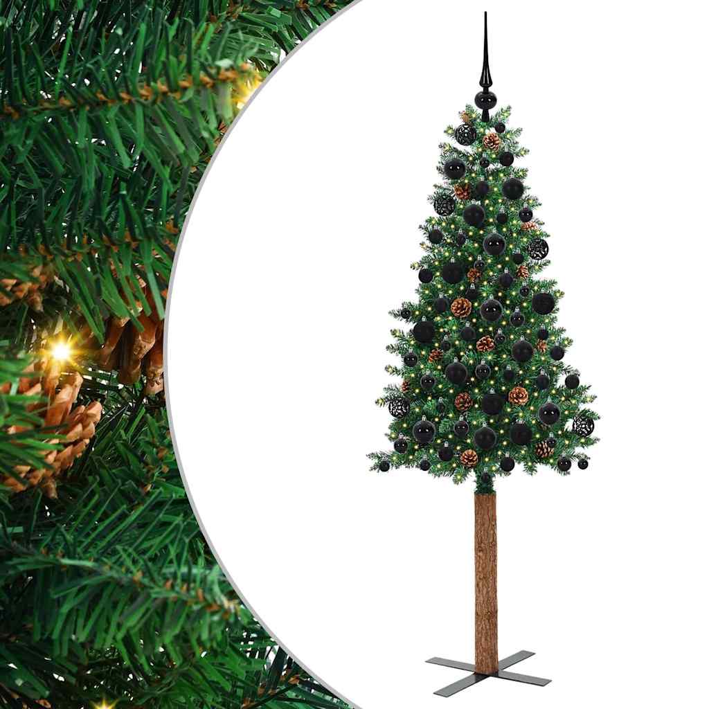 Sapin de Noël mince Vert 180 cm PVC et bois de pin massif - XIOS