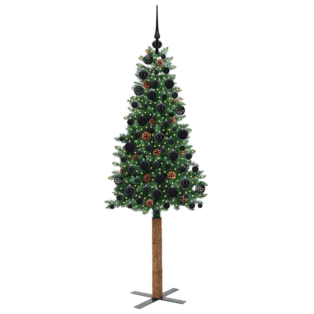 Sapin de Noël mince Vert 180 cm PVC et bois de pin massif - XIOS