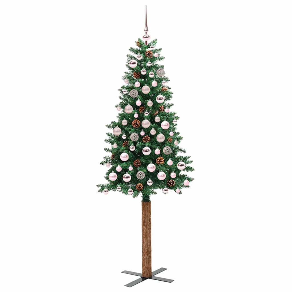 Sapin de Noël mince Vert 180 cm PVC et bois de pin massif - XIOS