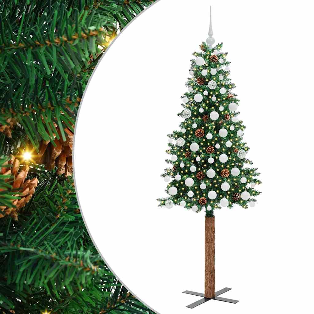 Sapin de Noël mince Vert 180 cm PVC et bois de pin massif - XIOS