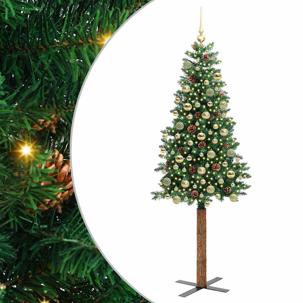 Sapin de Noël mince Vert 180 cm PVC et bois de pin massif - XIOS