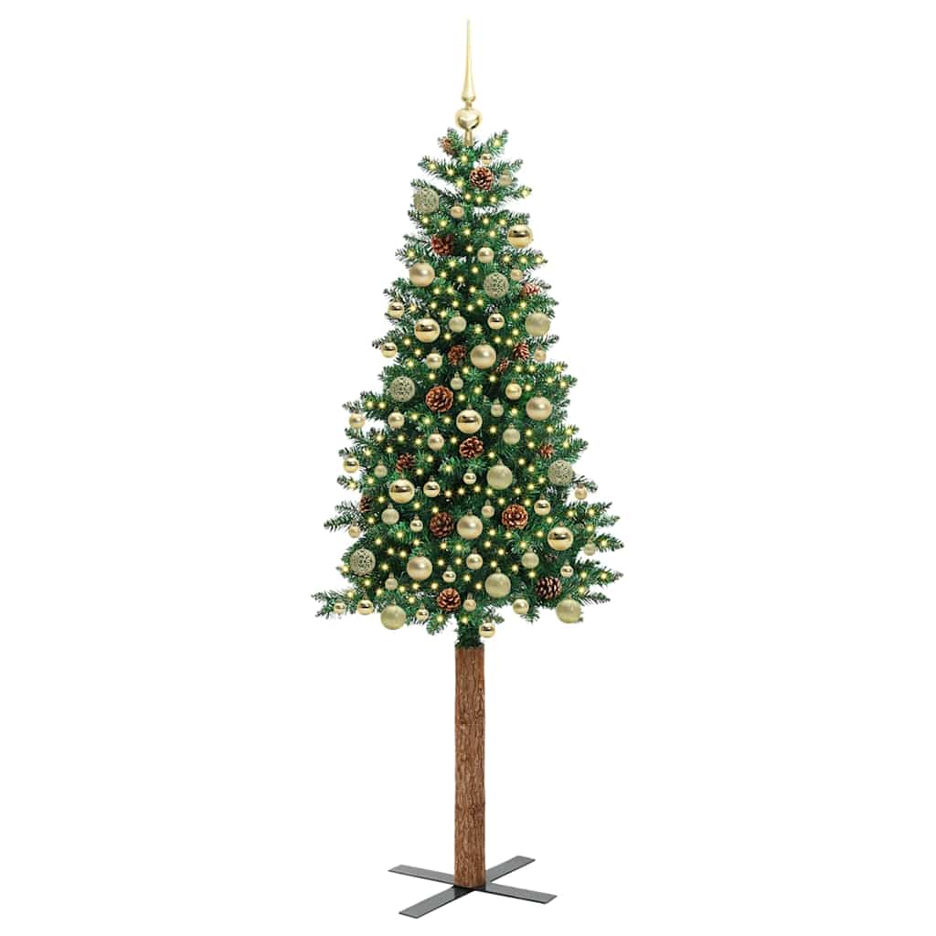 Sapin de Noël mince Vert 180 cm PVC et bois de pin massif - XIOS