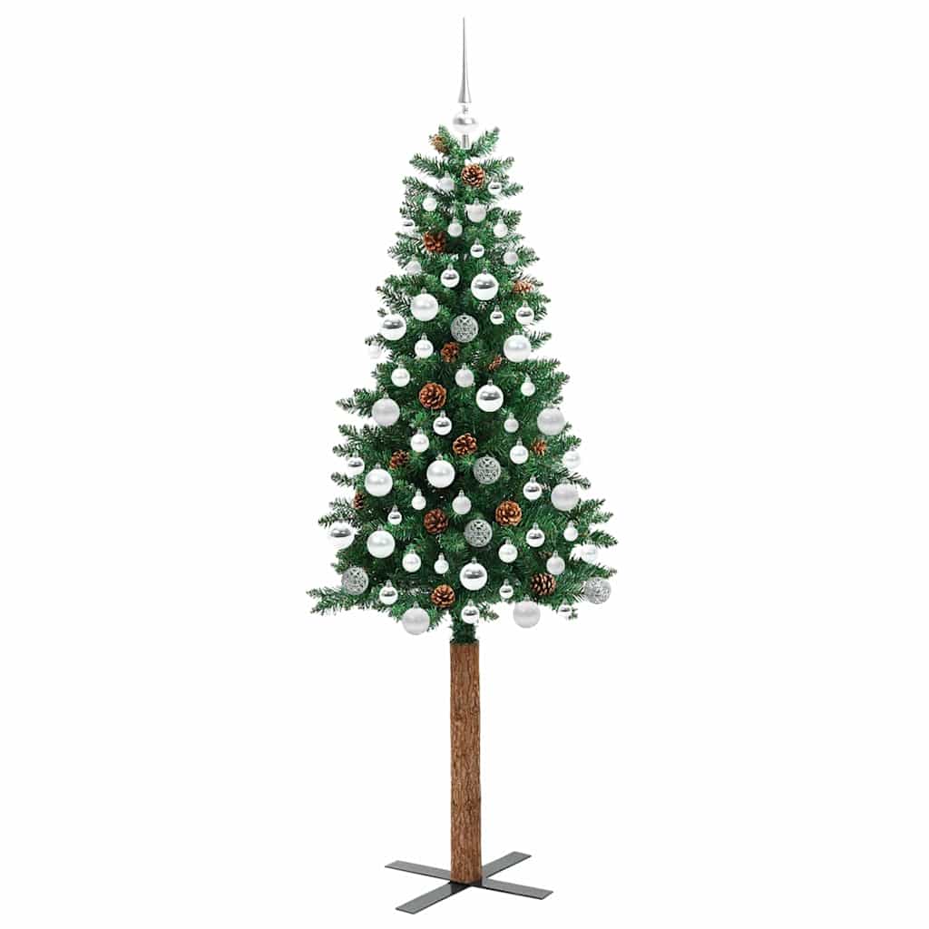 Sapin de Noël mince Vert 180 cm PVC et bois de pin massif - XIOS