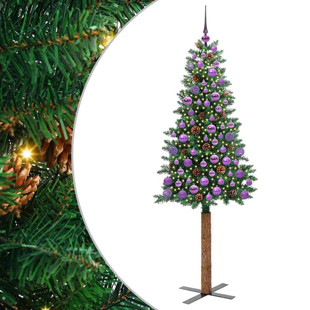 Sapin de Noël mince Vert 180 cm PVC et bois de pin massif - XIOS