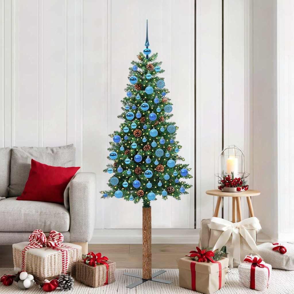 Sapin de Noël mince Vert 180 cm PVC et bois de pin massif - XIOS