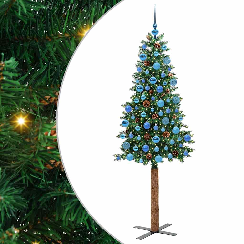Sapin de Noël mince Vert 180 cm PVC et bois de pin massif - XIOS