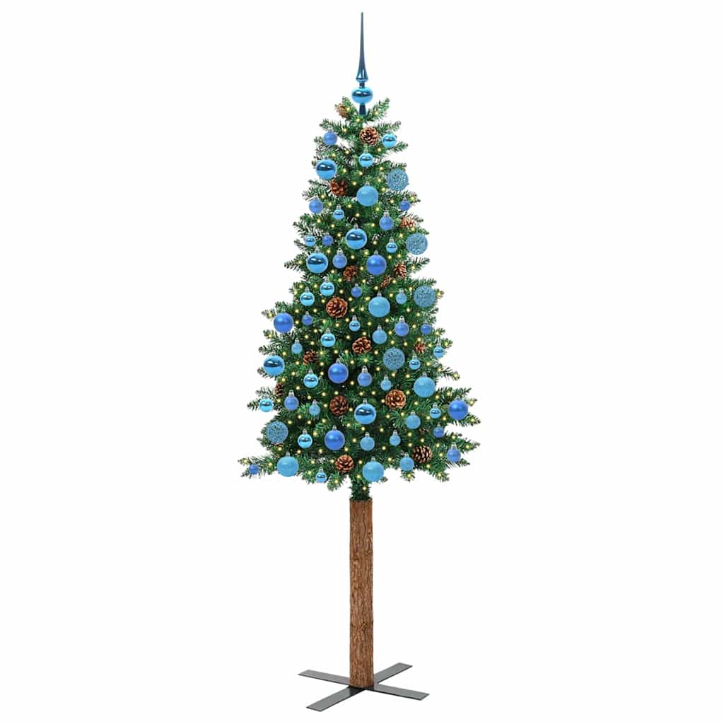 Sapin de Noël mince Vert 180 cm PVC et bois de pin massif - XIOS