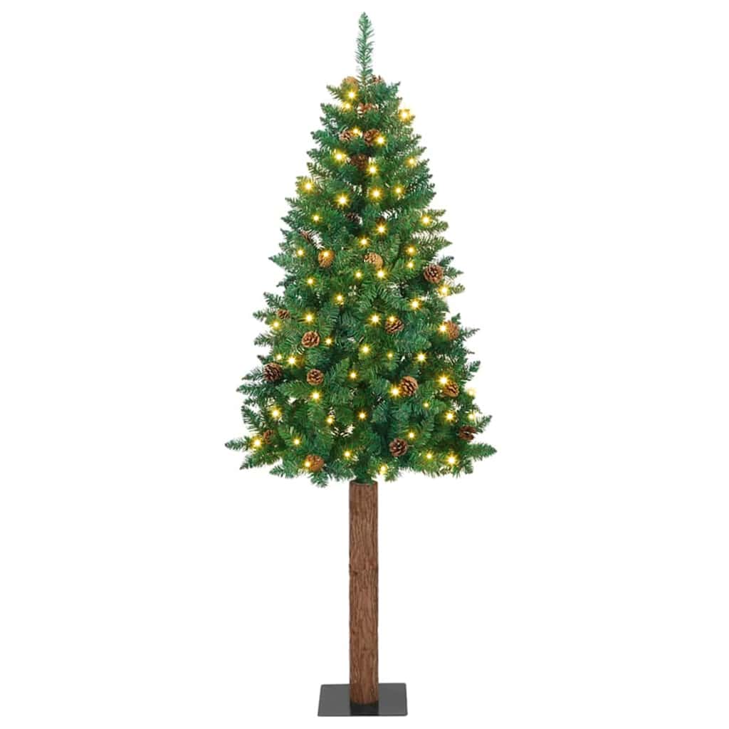 Sapin de Noël mince Vert 210 cm PVC et bois de pin massif - XIOS