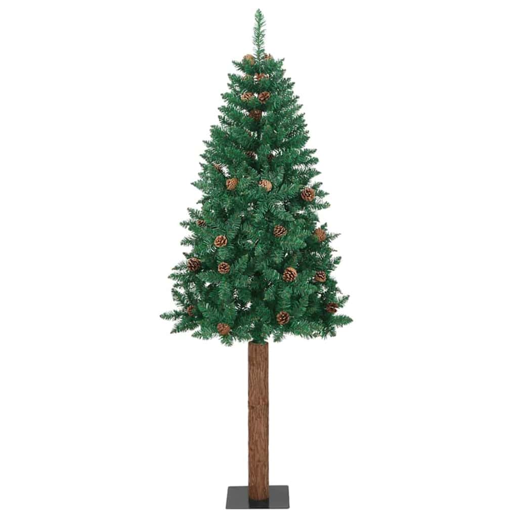 Sapin de Noël mince Vert 210 cm PVC et bois de pin massif - XIOS