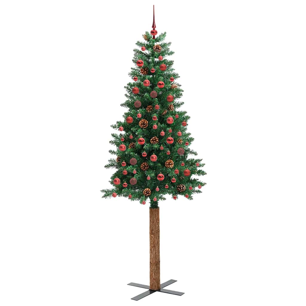Sapin de Noël mince Vert 210 cm PVC et bois de pin massif - XIOS