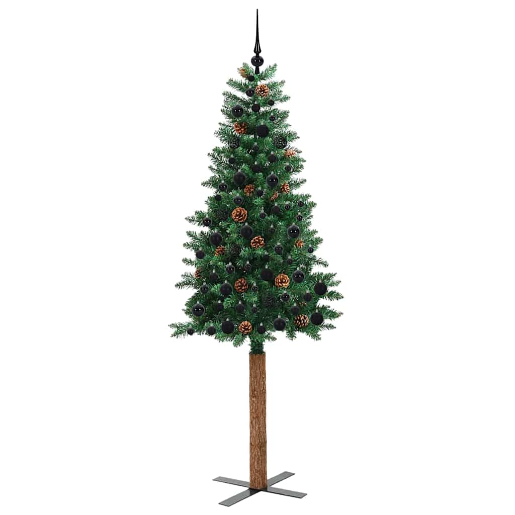Sapin de Noël mince Vert 210 cm PVC et bois de pin massif - XIOS