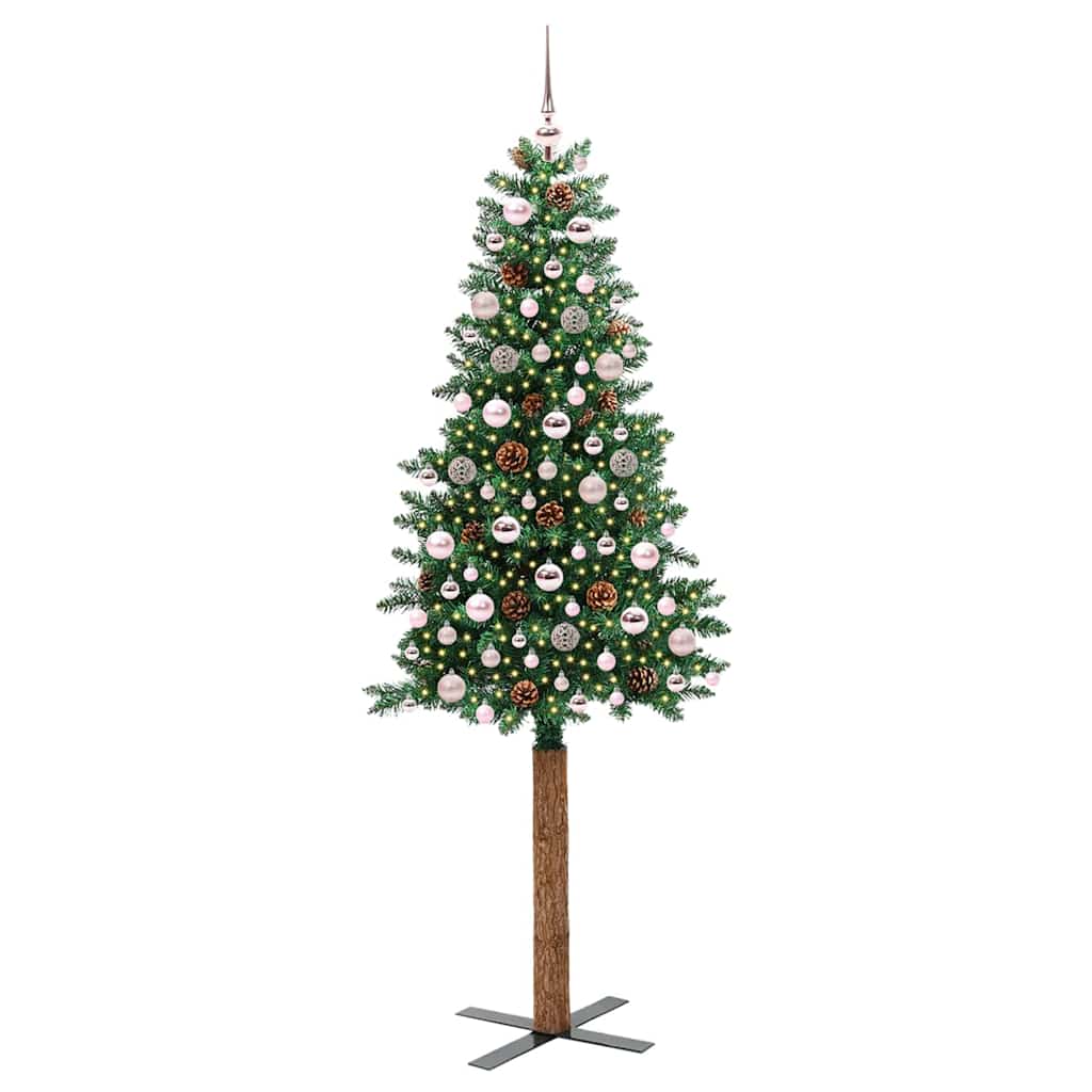Sapin de Noël mince Vert 210 cm PVC et bois de pin massif - XIOS