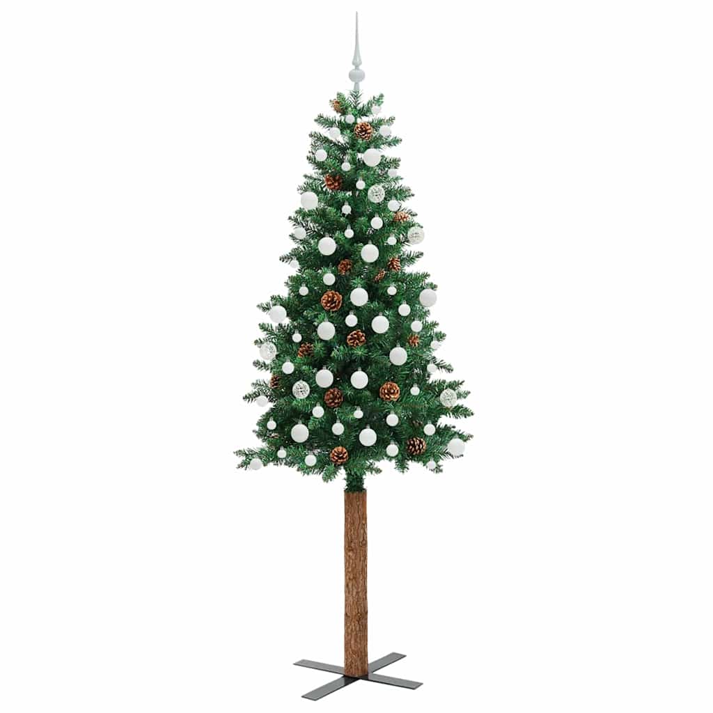 Sapin de Noël mince Vert 210 cm PVC et bois de pin massif - XIOS