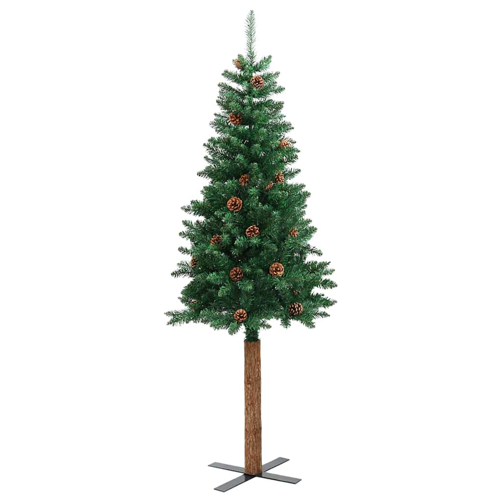 Sapin de Noël mince Vert 210 cm PVC et bois de pin massif - XIOS
