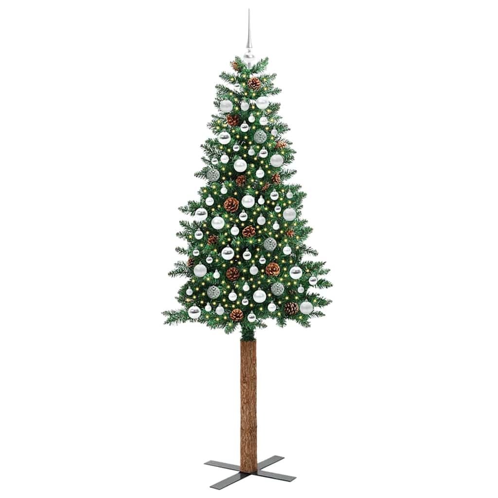 Sapin de Noël mince Vert 210 cm PVC et bois de pin massif - XIOS