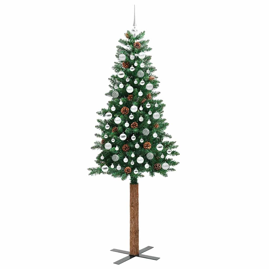 Sapin de Noël mince Vert 210 cm PVC et bois de pin massif - XIOS