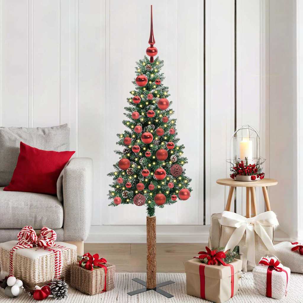 Sapin de Noël mince avec 150 LED Vert et blanc 150 cm - XIOS