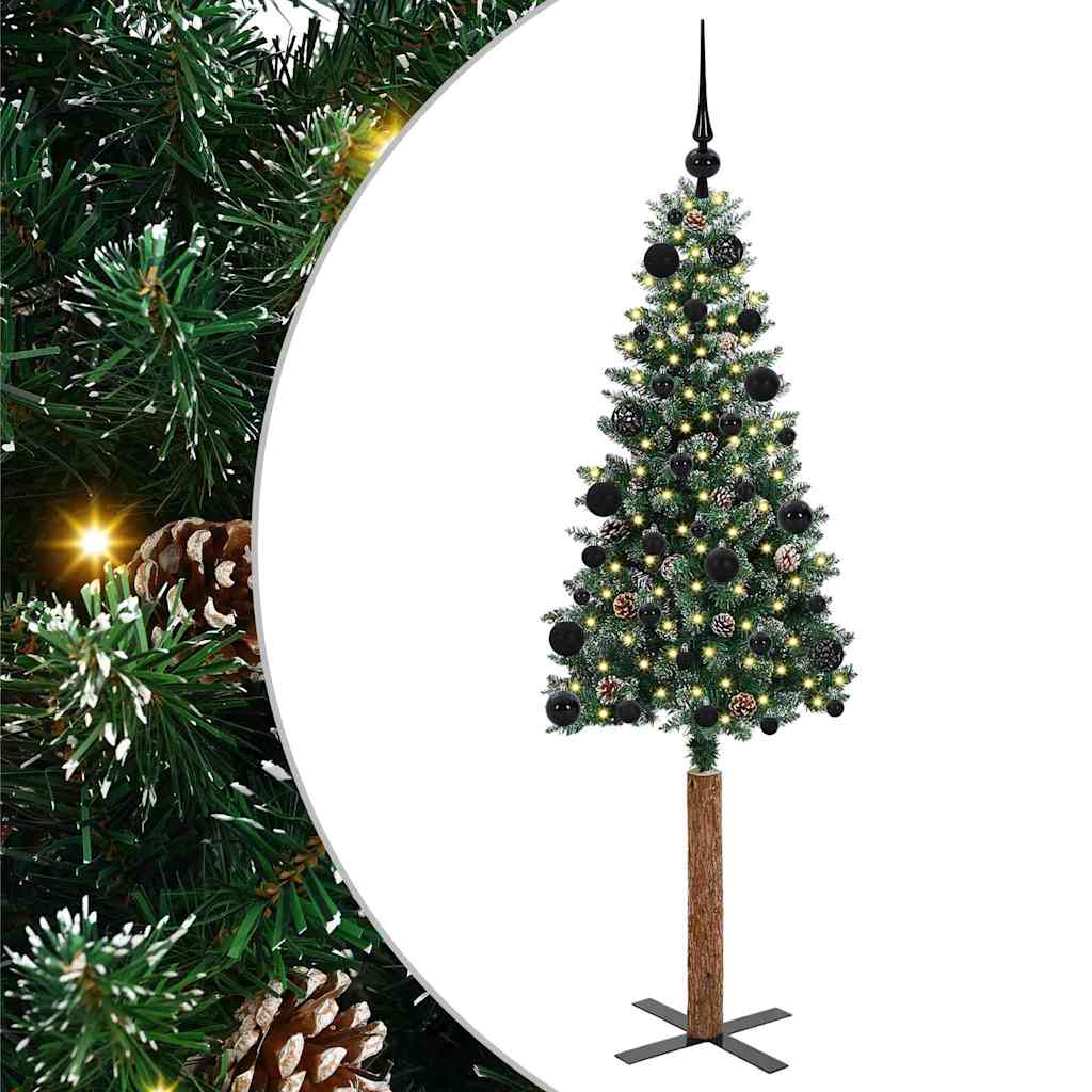Sapin de Noël mince Vert 150 cm PVC et bois de pin massif - XIOS