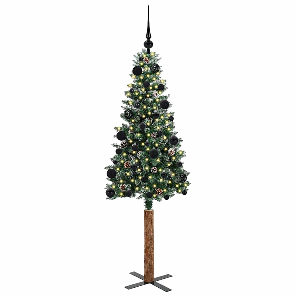 Sapin de Noël mince Vert 150 cm PVC et bois de pin massif - XIOS