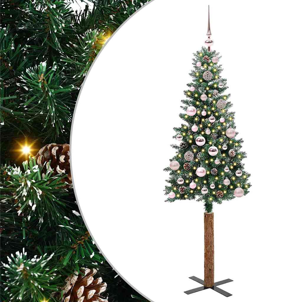 Sapin de Noël mince Vert 150 cm PVC et bois de pin massif - XIOS