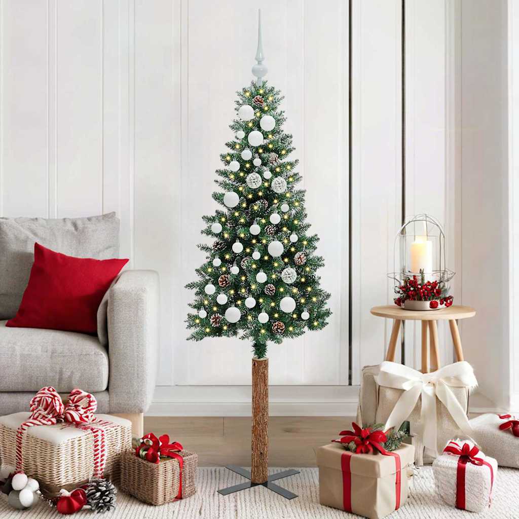 Sapin de Noël mince avec 150 LED Vert et blanc 150 cm - XIOS