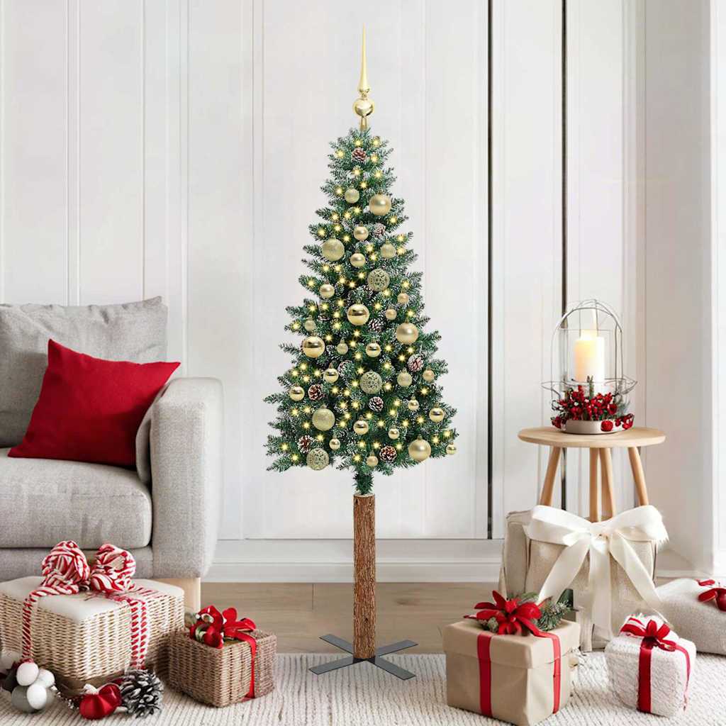 Sapin de Noël mince avec 150 LED Vert et blanc 150 cm - XIOS