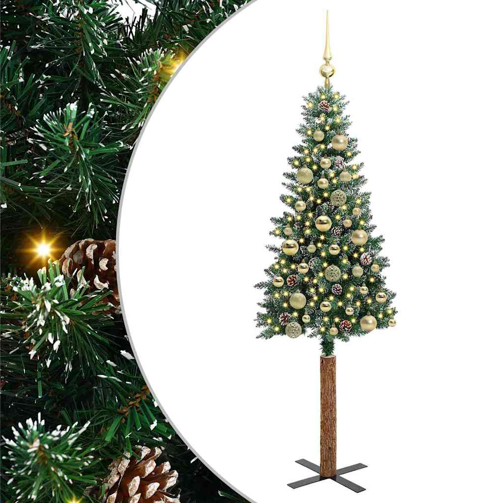 Sapin de Noël mince avec 150 LED Vert et blanc 150 cm - XIOS