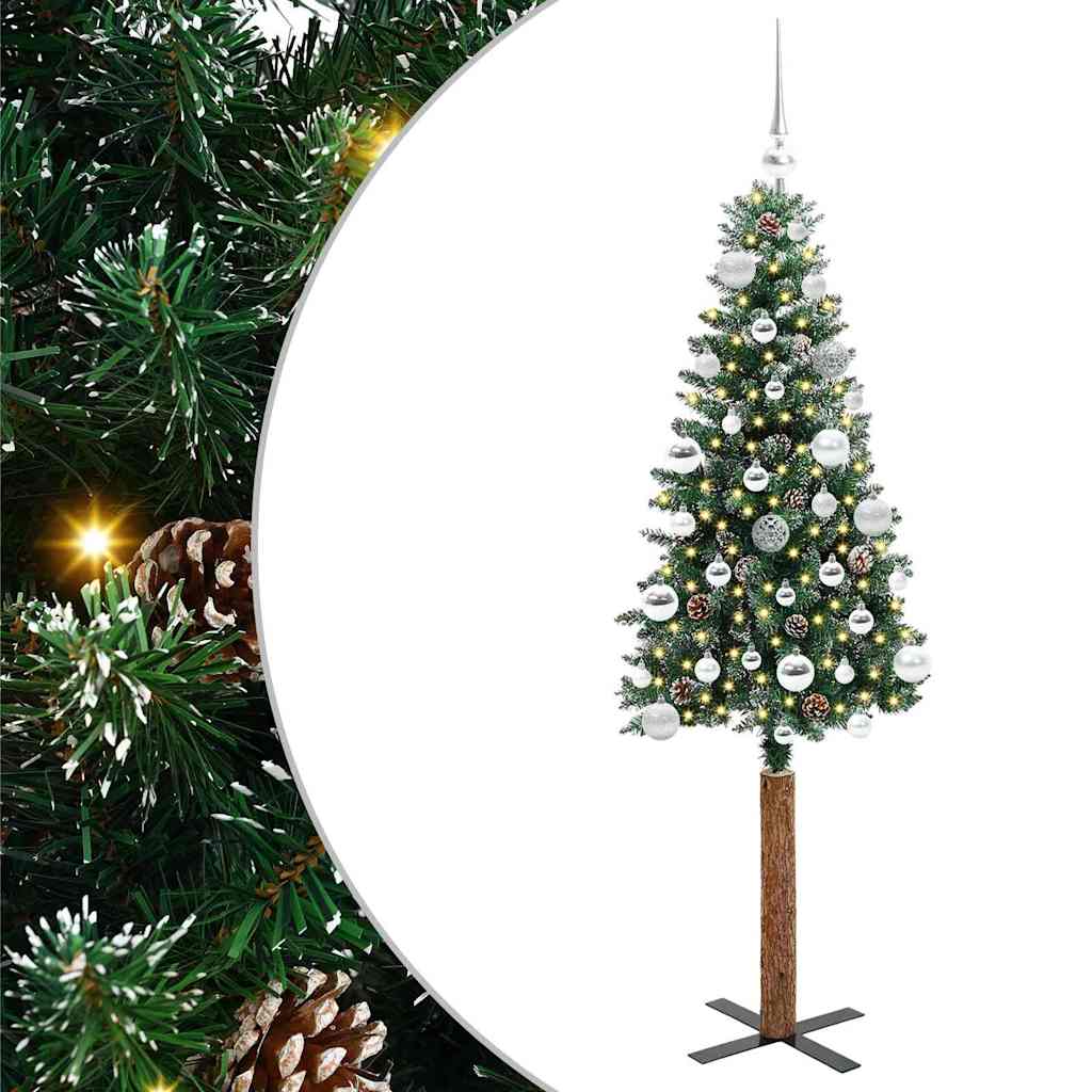 Sapin de Noël mince Vert 150 cm PVC et bois de pin massif - XIOS