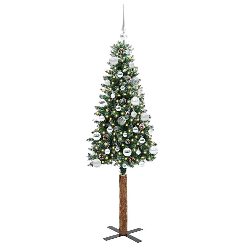 Sapin de Noël mince Vert 150 cm PVC et bois de pin massif - XIOS