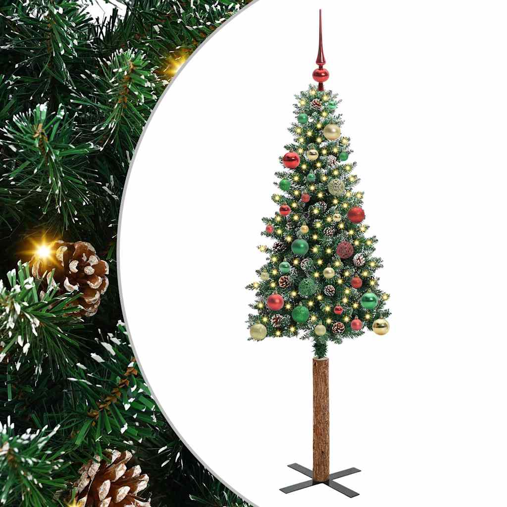 Sapin de Noël mince avec 150 LED Vert et blanc 150 cm - XIOS