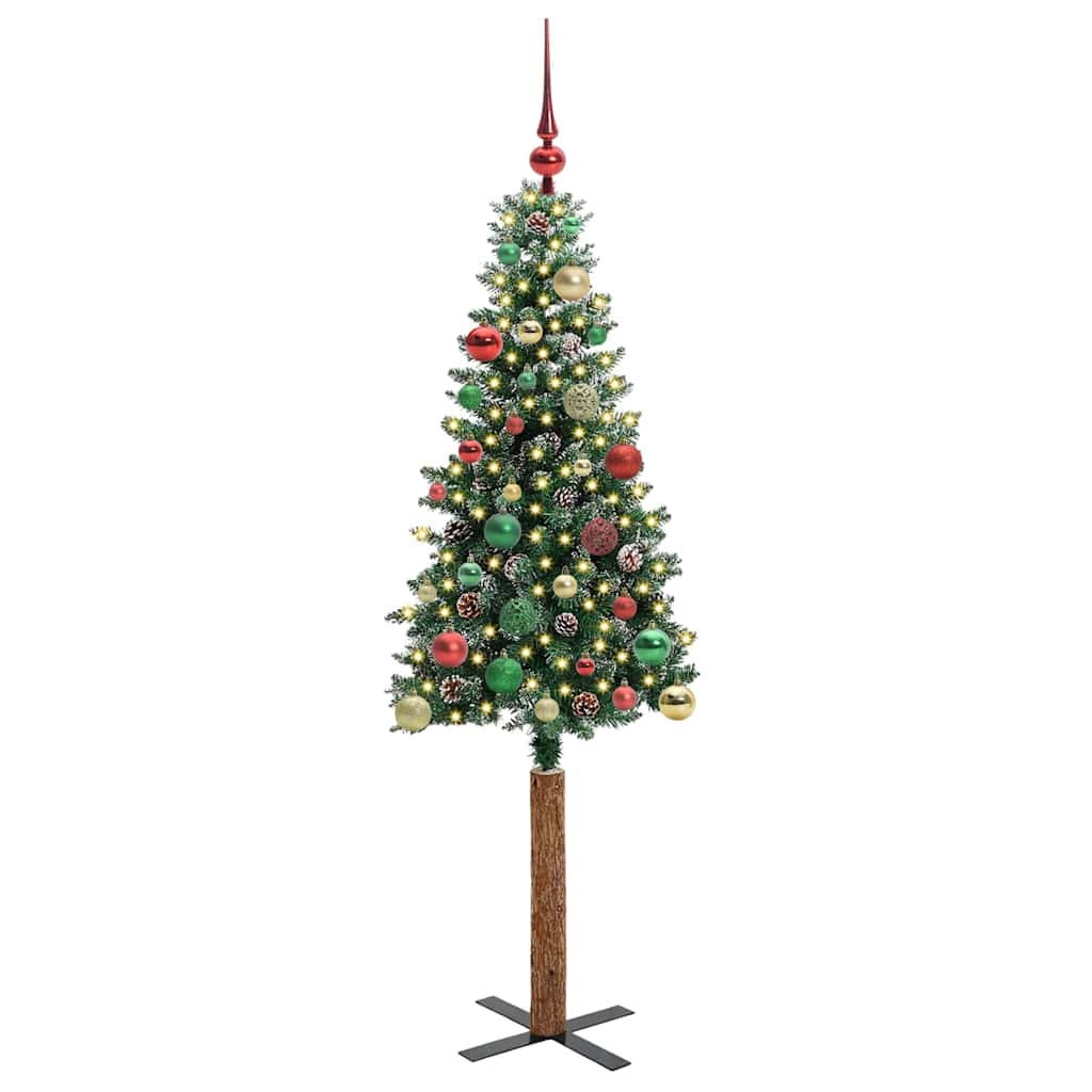 Sapin de Noël mince Vert 150 cm PVC et bois de pin massif - XIOS