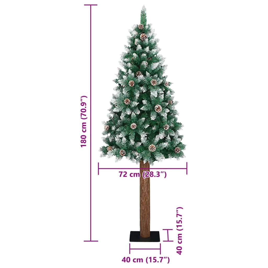 Sapin de Noël mince Vert 180 cm PVC et bois de pin massif - XIOS