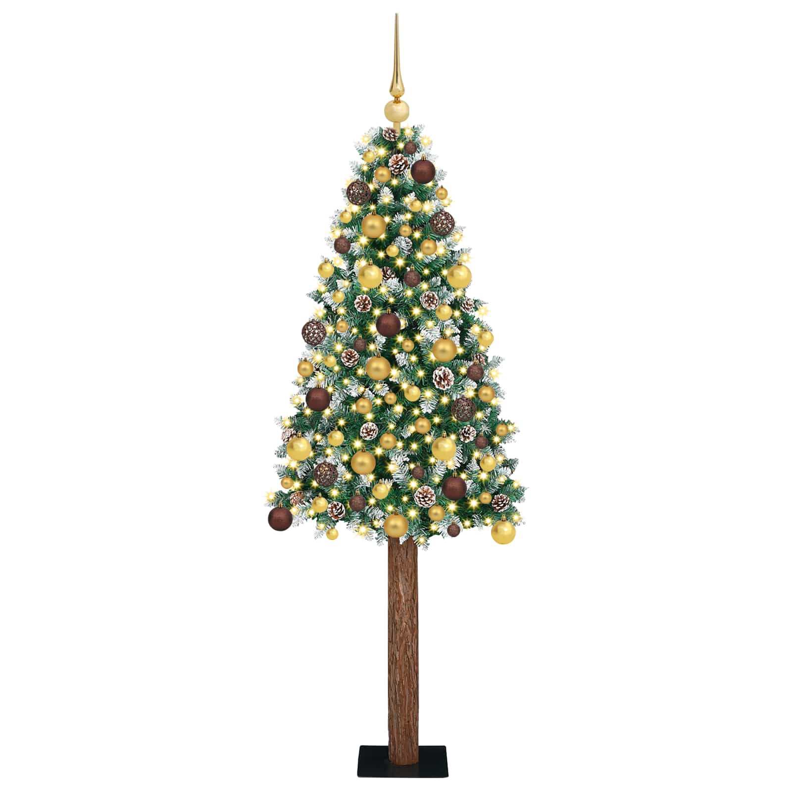 Sapin de Noël mince Vert 180 cm PVC et bois de pin massif