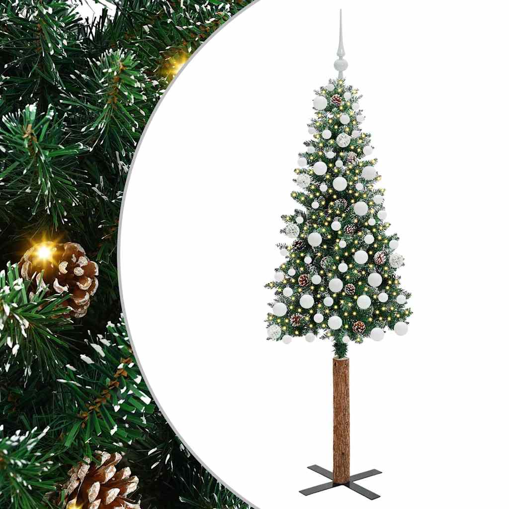 Sapin de Noël mince Vert 180 cm PVC et bois de pin massif - XIOS