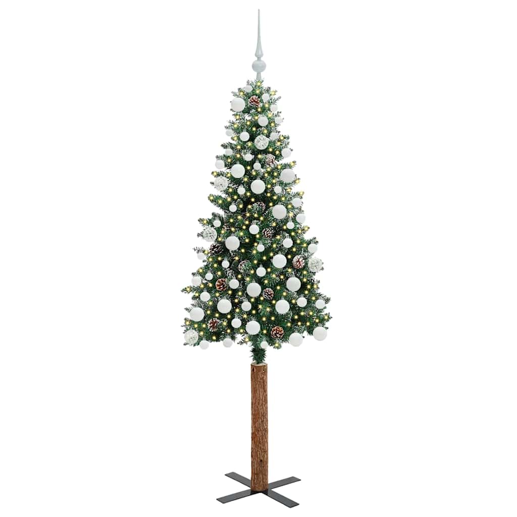 Sapin de Noël mince Vert 180 cm PVC et bois de pin massif - XIOS