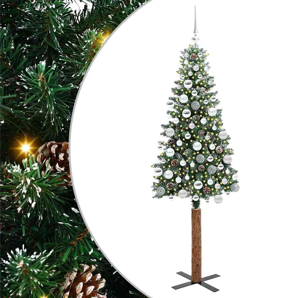 Sapin de Noël mince avec 300 LED Vert et blanc 180 cm - XIOS