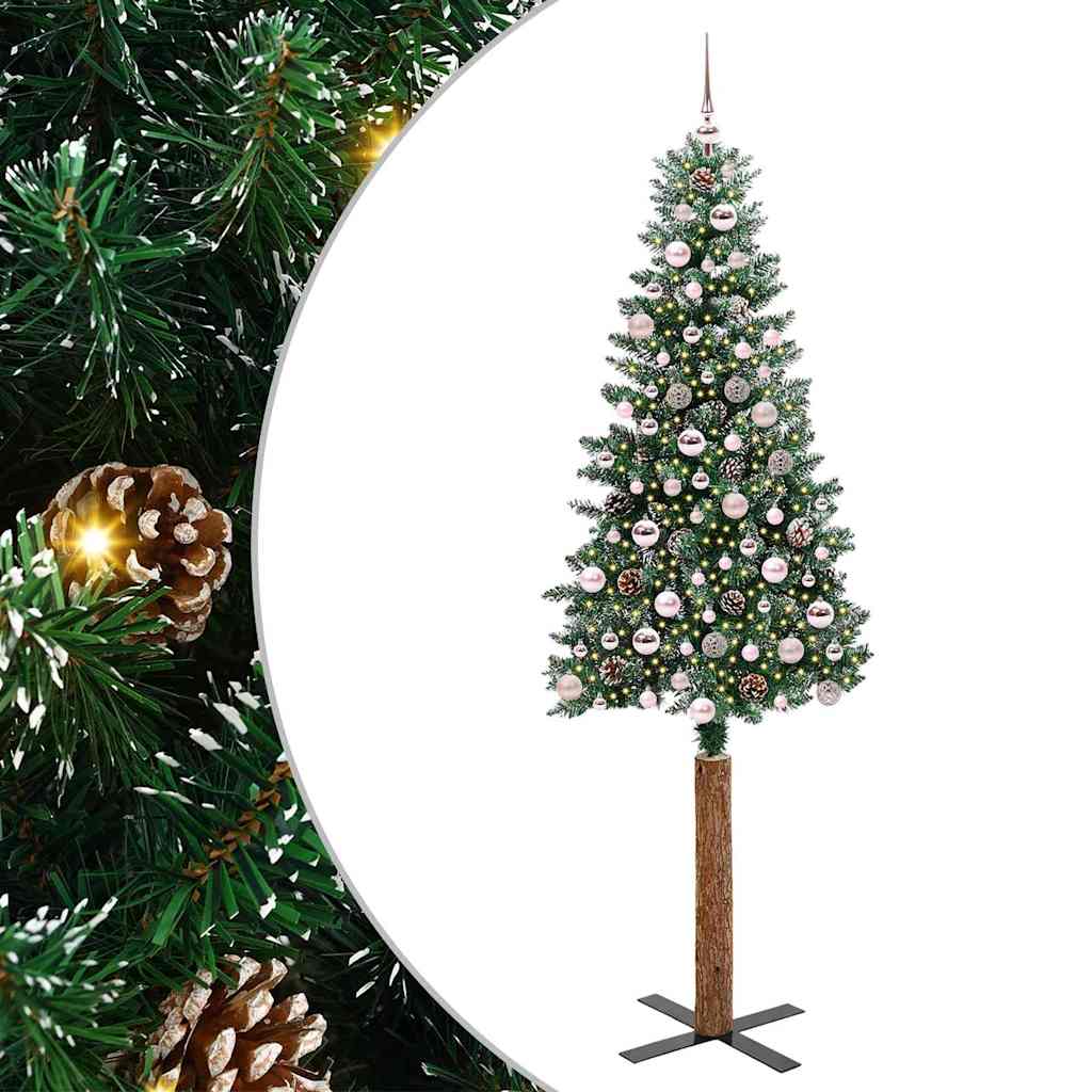 Sapin de Noël mince avec 300 LED Vert et blanc 210 cm - XIOS