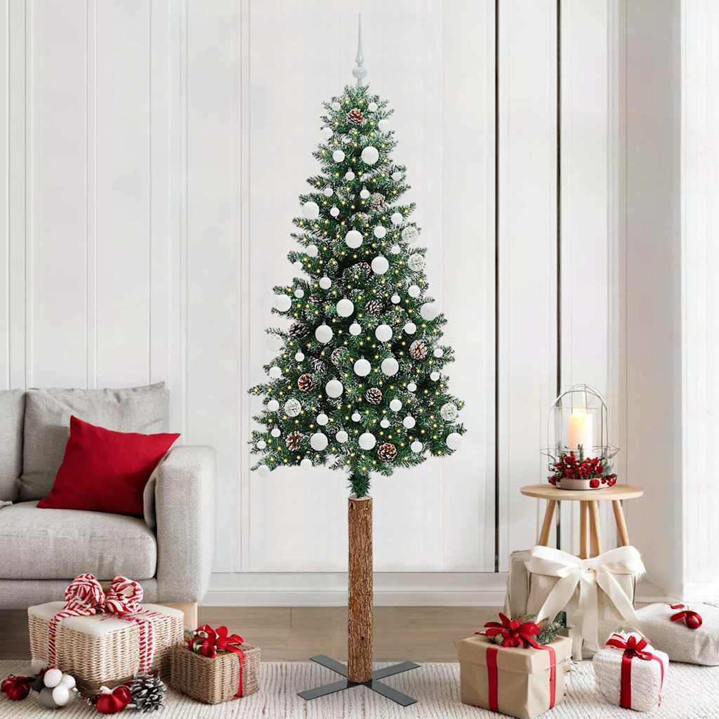 Sapin de Noël mince avec 300 LED Vert et blanc 210 cm - XIOS
