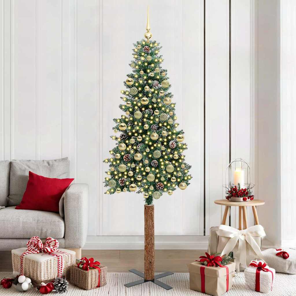 Sapin de Noël mince avec 300 LED Vert et blanc 210 cm - XIOS